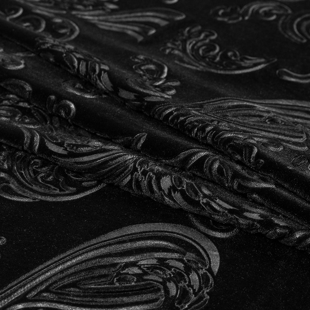Swirl Embossed Velour - Black Detail